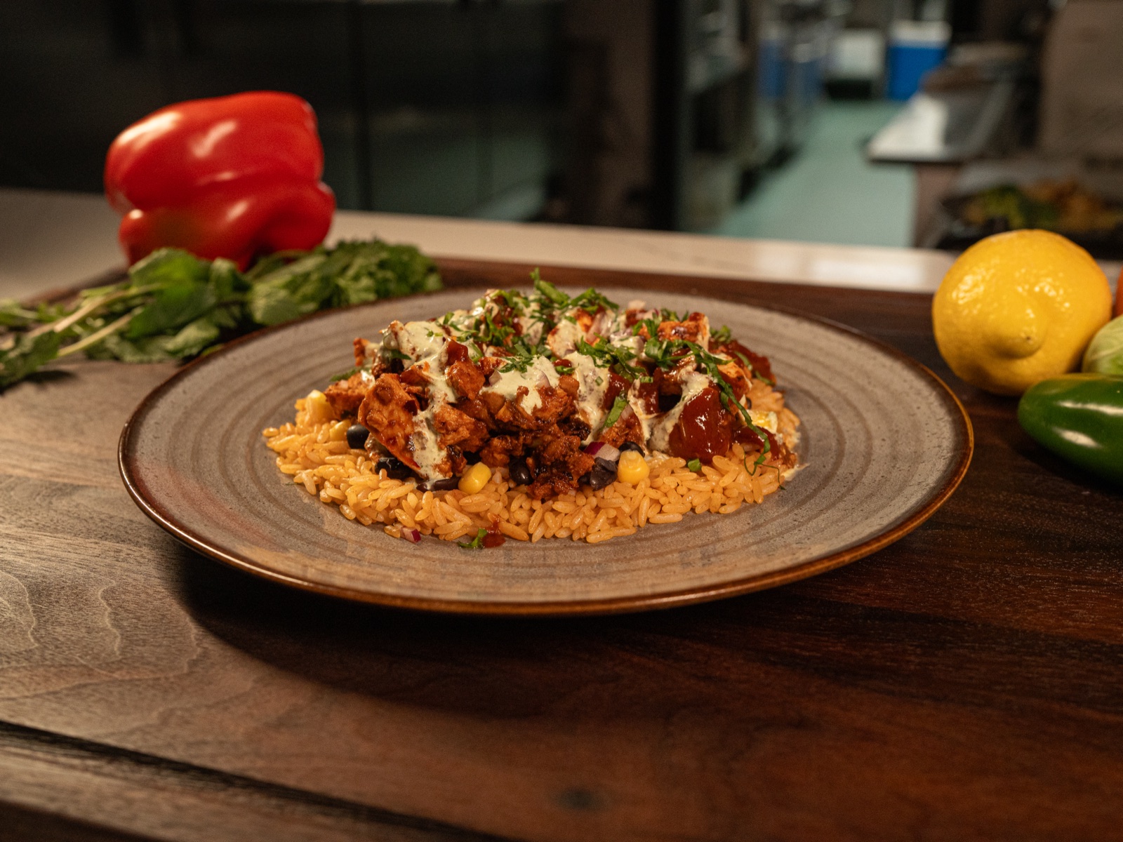 Chef-plated rice bowl